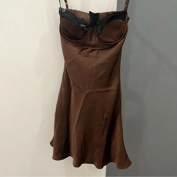 mirror palais brown dress Halter Supermodel Dress in Noir XS